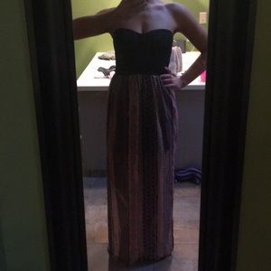 Strapless maxi dress with side slit size 7/8